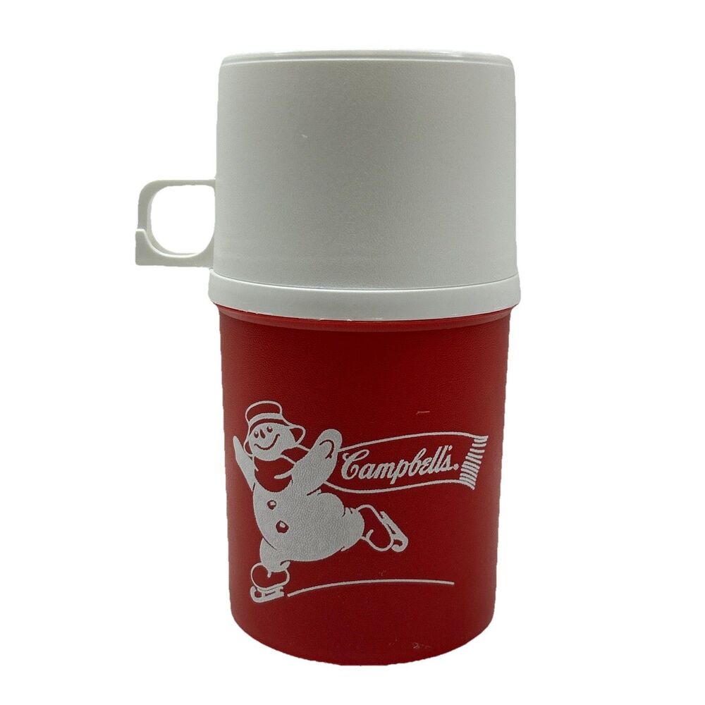 Vintage Aladdinware Campbell's Soup Thermos with Cup - Red/White Snowman - Picture 1 of 7